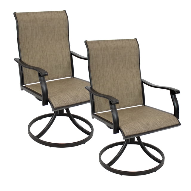 Sunnydaze Chaises de Salle à Manger Pivotantes Classiques pour Jardin et Patio d'Extérieur - Brun - Lot de 2