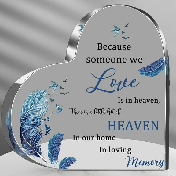 Bereavement Gift Ideas, Sympathy Heart Acrylic Condolences Gift for Loss of Loss of Loved One, Grieving Sympathy Gift for Loss of Mother Father-Table Centerpieces Remembrance Decor (6x6x0.6Inch)