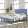 thumbnail image 1 of VECELO Full Size Upholstered Bed Frame, Modern Platform Bed Frame with Adjustable Button Tufted Headboard for Bedroom, No Box Spring Needed, Easy Assembly, Light Blue, 1 of 8