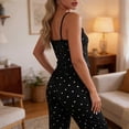 thumbnail image 3 of QIbmong Summer Pajama Sets for Women Polka Dot Sleeveless Nightwear Camisole Tops Loose Pants Casual Soft Pjs Outfits(Black,XL), 3 of 6