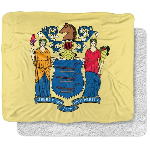 Logovision Blanket, 50"x60", New Jersey Flag Silky Touch Sherpa Back Super Soft Throw Blanket