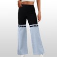thumbnail image 2 of ZQUUVOU Women's Wide Leg Pants Slim Knitted Denim Patchwork Elastic Waist Wide Leg Casual Pants Temperament Pants Blue, 2 of 7