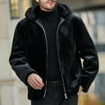thumbnail image 2 of IROINNID Men's Hoodie Faux-fur Long Sleeve Solid Color Leisure Men's Warm Coat Jacket Winter Outerwear, 2 of 9