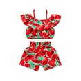 thumbnail image 1 of ITFABS Ensemble 2 Pcs Haut Court Sans Manches Imprimé et Short pour Petites Filles, 1 of 1