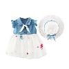 Cute Dresses Fly Sleeve Patchwork Denim Star Rainbow Dress with Hat for Long Dresses