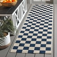 thumbnail image 2 of SAFAVIEH Courtyard Talbot Checkered Indoor/Outdoor Runner Rug, Navy/Beige, 2'3" x 5', 2 of 12