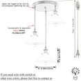 thumbnail image 3 of FSLiving Dimmable Chandelier No Wiring Needed Close to Ceiling Lights Fixtures with 3 Pendant Lights with 15ft Plug-in Cord Macaron Brown for Living Room Bedroom Kitchen Island - 1 Set, 3 of 8