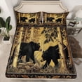 thumbnail image 2 of Homewish Safari Wolf Full Size Sheets,Rustic Flower Leaves Bed Sheets,Brown Beige Black Sheet Sets For Boys Teens,Microfiber Bedroom Decor,4-Piece, 2 of 7