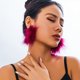 thumbnail image 4 of Pendientes de collar de mujer de nicho peludo con corbata de plumas dulce y fresca corta de fiesta excesiva color burdeos, 4 of 5