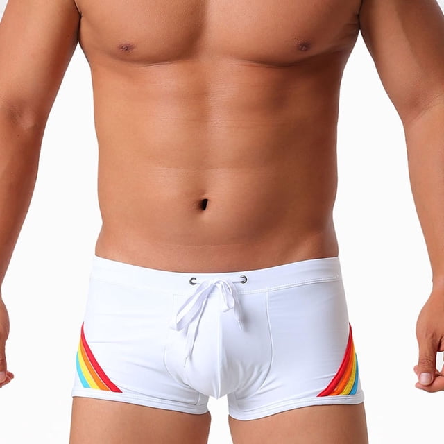 FcBaudy Men's Three-dimensional Flat-angle Swimming Trunks With Bra Cups To Embarrassment Four-cornered Swimming Trunks For Men man short