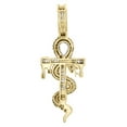 thumbnail image 3 of 10K Yellow Gold Baguette Diamond Snake Ankh Cross Pendant 1.85" Charm 1.20 CT., 3 of 6
