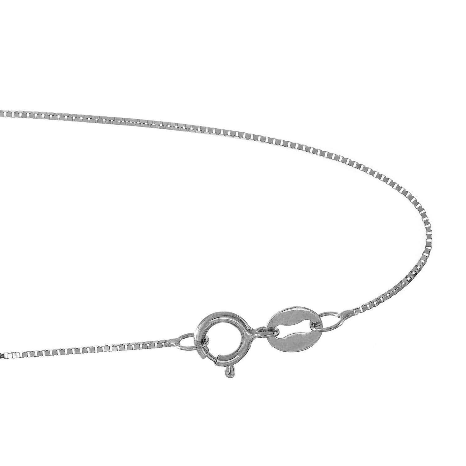 10K 24" White Gold 0.6mm Shiny Box Chain with Lobster Clasp