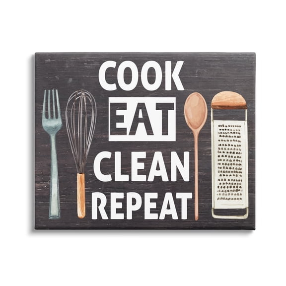 Stupell Industries Cook Eat Clean Repeat Phrase Food & Beverage Painting Gallery Wrapped Canvas Print Wall Art