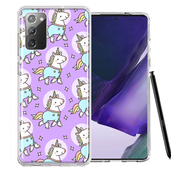 MUNDAZE For Samsung Galaxy Note 20 Cute Unicorns Purple Design Double Layer Phone Case Cover