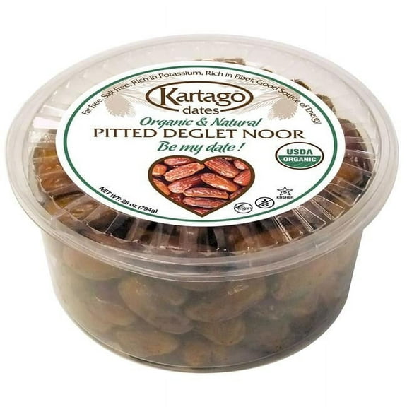 Pitted Dates - All Natural, Fat Free Deglet Noor Pitted Tunisian Dates, from Kartago - 28 Ounce Pack of 1