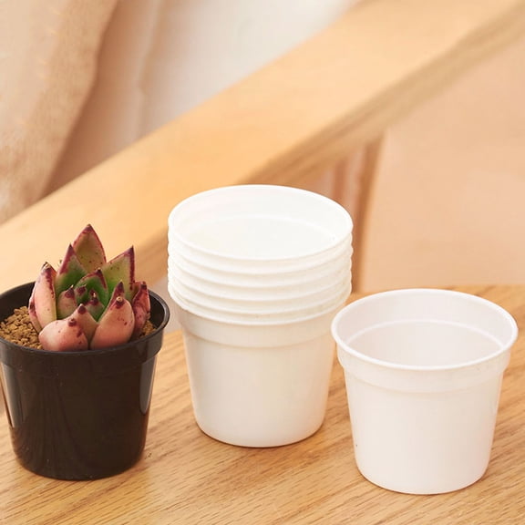 BESTOYARD 24Pcs White Plastic Plant Starting Pots for Home with Drainage Holes