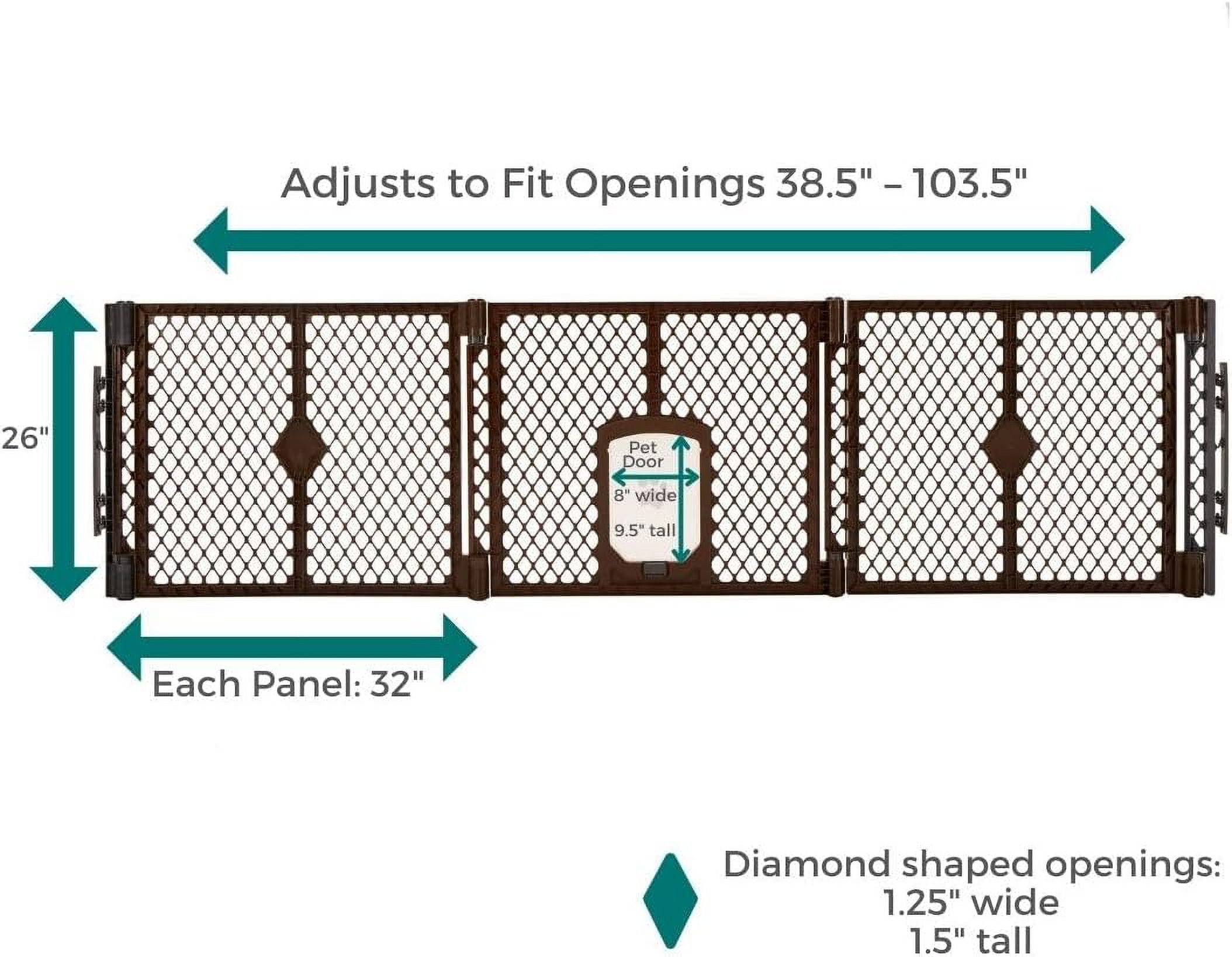 North States MyPet Extra-Wide Plastic Pet Gate with Small Doggy Door, Expands to 103.5" Wide