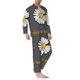 thumbnail image 2 of Salouo Keep Life Simple Daisy Flower Print Button-Front Long Sleeve Pajama Set for Men, Soft 2Pjs Men's Long Sleeve Sleepwear-Medium, 2 of 7