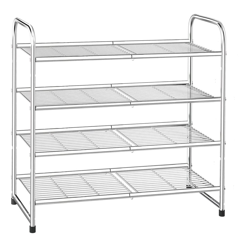 4 Tier Shoe Rack for Closet Stackable Wide Shoe Shelf Storage Organizer for Floor,Bedroom