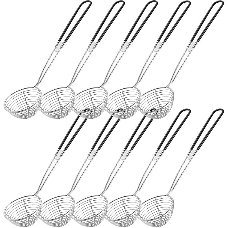 Hot Pot Strainer Scoops, Stainless Steel Hot Pot Strainer Spoons 2.5 inch  Mini Mesh Skimmer Spoon Asian Strainer Ladle with Handle, Black, 6 Pieces 