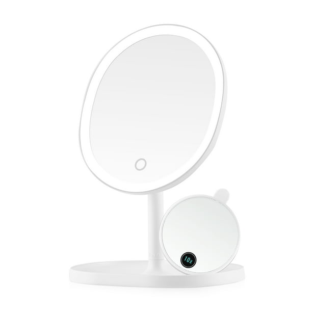 Ovente Lighted Makeup Mirror With, White Round Table Top Mirror With Lights On