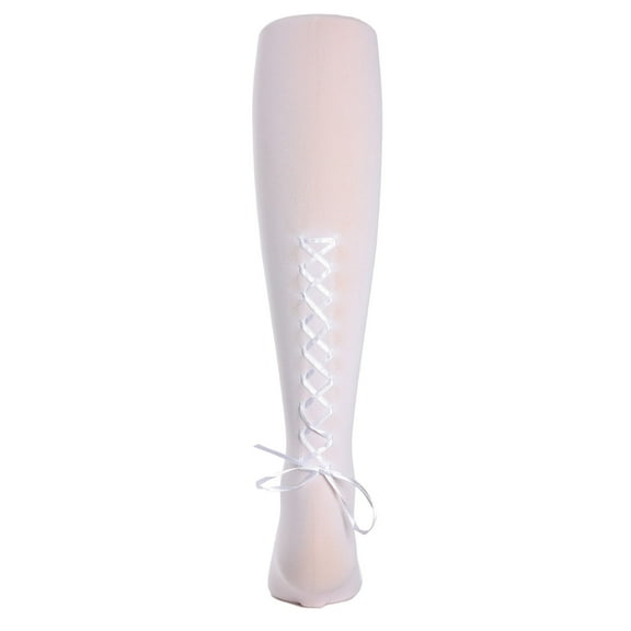 MeMoi Girls Silky-Smooth Opaque Lace-Up Tights with Satin Tie - Girls - Female, 2-4, Ivory