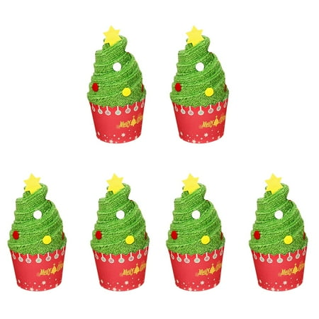 

TINKSKY 6 pcs Christmas Towels Cozy Cotton Towels Christmas Tree Washcloth Towels Bathroom Supplies