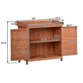 thumbnail image 3 of Outdoor Potting Bench, 39" Rustic Garden Console Table with 2-Tier Shelves and Side Hook, Wooden Workstation with Metal Tabletop Surface and 2 Doors for Park, Mudroom, Backyard, Orange, 3 of 7