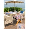 thumbnail image 4 of Outdoor Tablecloth with Umbrella Hole and Zipper, Bunny Gnomes Easter Rectangle Table Cloth 60x84 Inch Waterproof Tablecloth, Eggs Brown Checkered Farmhouse Picnic Table Cover for Patio Camping, 4 of 7