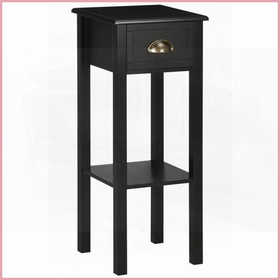 Black 29" Coffee Table with Drawer & Shelf for Living Room, Space-Saving & Elegant