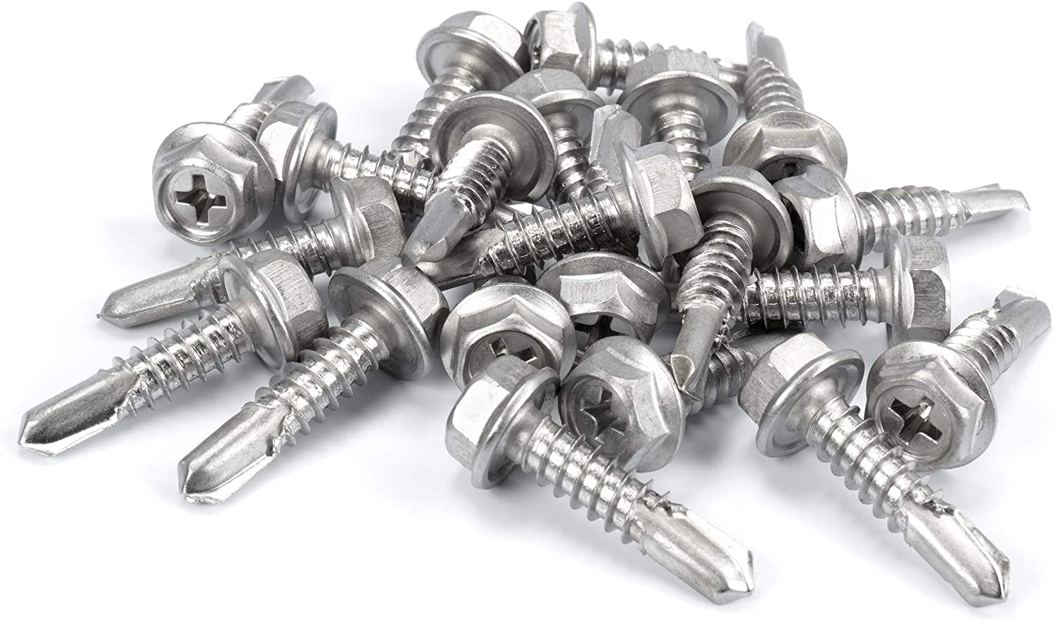 THE CIMPLE CO - 100pc Stainless Steel Self Drilling Tapping Screws #14 x 1" Hex and Phillips