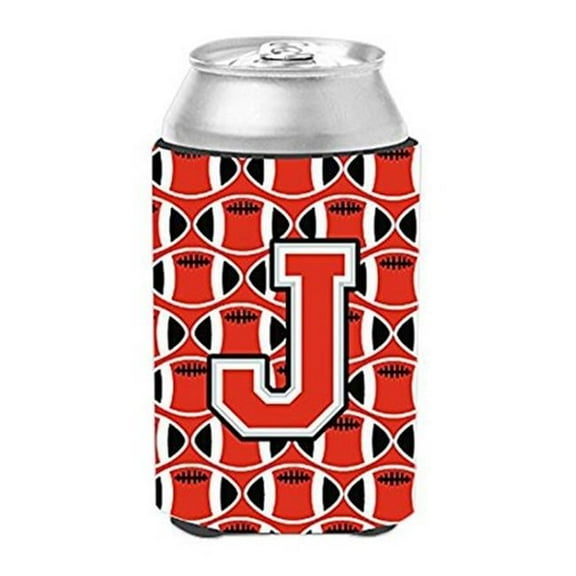 Letter J Football Scarlet & Grey Can or Bottle Hugger