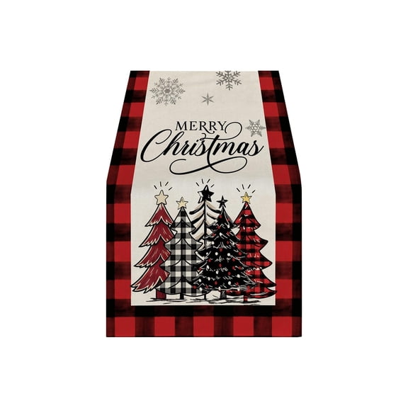 Hvmvliv 12x71 Inch Christmas Linen Table Runner with Holiday Patterns for Dining Table Home Party Table Runners Decoration Multicolor