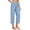 Sky Blue, variant on Womens High Waisted Capri Pants Button Decorated Pants Stretch Pull on Palazzo Pants Loose Cropped Trousers