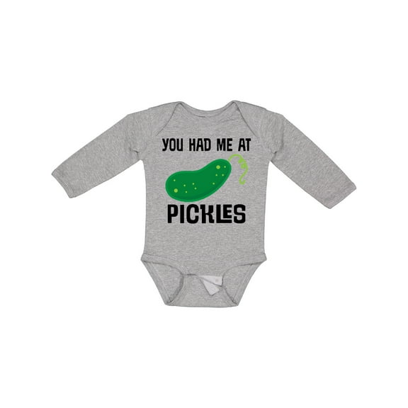 Inktastic You Had Me at Pickles Boys or Girls Long Sleeve Baby Bodysuit