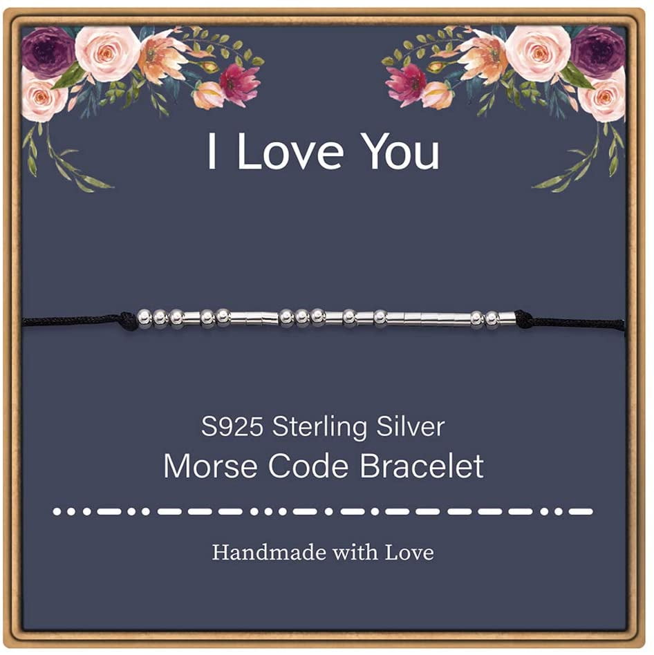 Morse Code Bracelet 925 Sterling Silver Beads on Silk Cord Secret Message music bracelet Gift Jewelry for her Morse Code Bracelet 925 Sterling Silver Beads on Silk Cord Secret Message music bracelet Gift Jewelry for her