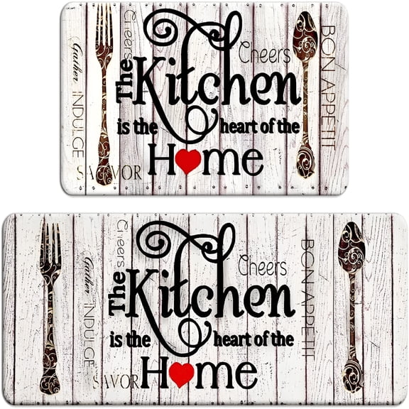 RLESO Farmhouse Kitchen Mats Sets 2 Piece Cushioned Anti-Fatigue Comfort Mat for Home & Office Ergonomically Engineered Memory Foam Kitchen Rug Waterproof Non-Skid,30" By 17" 47" By 17",Home