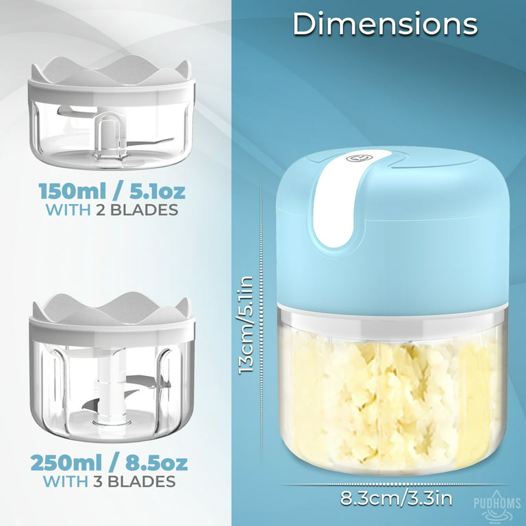 Pudhoms Electric Mini Garlic Chopper Small Wireless Food Processor Portable  Mini Garlic Choppers Blender Mincer Waterproof USB Charging For Ginger
