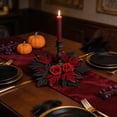 thumbnail image 7 of AZXY Halloween Gothic Candle Ring Wreath, Artificial Black Red Maple Leaf Candle Holder Ring with Red Roses, Mini Round Table Centerpiece Wreath for Indoor Mantel Dining Table Halloween Party Decor, 7 of 7