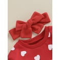 thumbnail image 6 of Musuos Baby Girl Valentine´s Day Outfits 3 6 12 18M Ruffle Long Sleeve Heart Print Romper with Headband Set Infant Clothes, 6 of 10