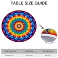 thumbnail image 6 of Colorful Tie Dye Floral Mandala Round Fitted Tablecloth with Elastic Edge,Dining Table Cover Waterproof,Outdoor Round Tablecloth for Camping,Dining,Indoor and Outdoor, 6 of 7