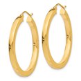 thumbnail image 2 of Boucles d'Oreilles Créoles Carrées en Or Jaune 14k 3mm Tube Rond, 2 of 8