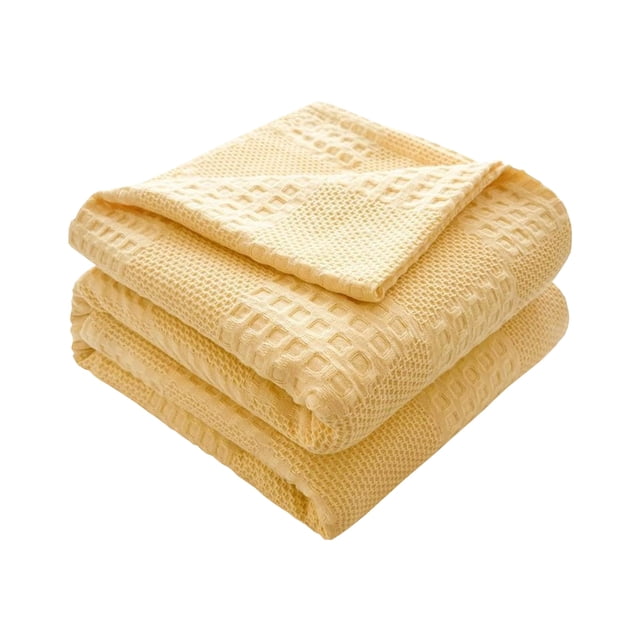 Meitianfacai Couverture en Coton Ajourée Couverture en Coton Simple Serviette Couverture Couverture d'Été Couverture de Sieste Couverture d'Été Fraîche (Jaune)