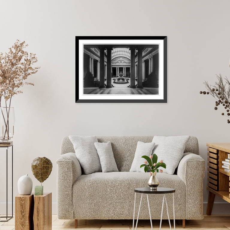 Historic Framed Print, Court, looking south, Frick Library, New