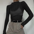thumbnail image 6 of Women'S Pleated Long Sleeve Sheer Tops Black S, 6 of 7