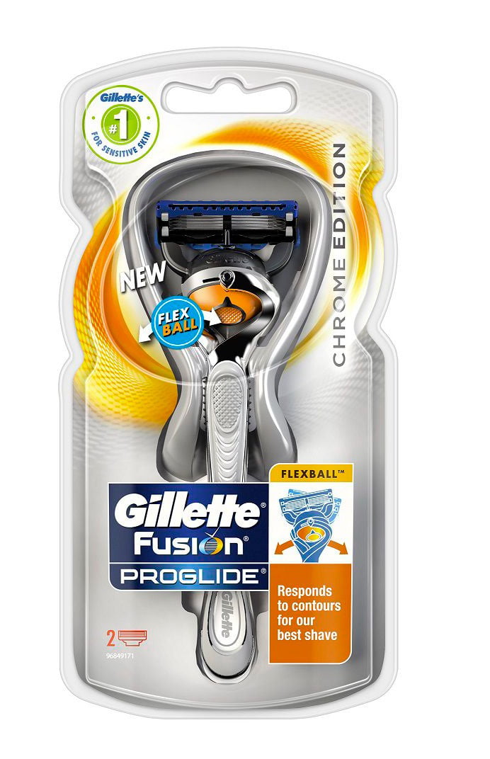 Gillette Fusion Proglide Flexball, Chrome Edition, 1 Razor with 2 Cartridges + Schick Slim Twin ST for Dry Skin -