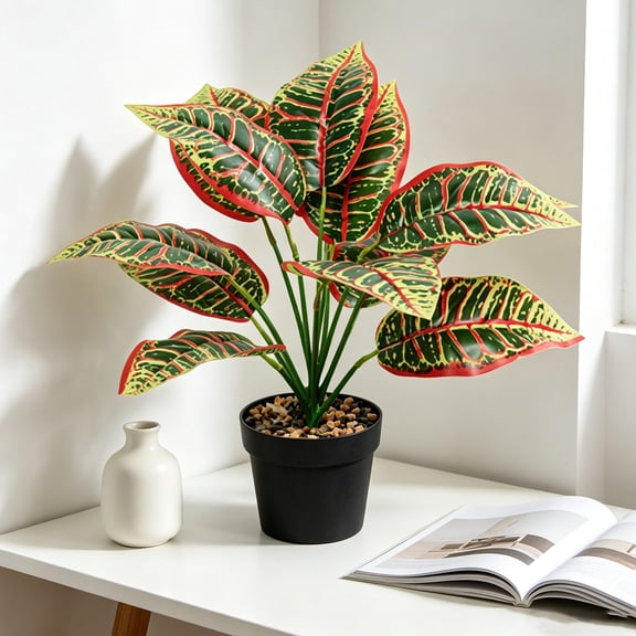 MMJ Artificial Plants with Pot Indoor Simulated Desk Decor Living Room Office Bedroom Home 5.42in Realistic Fake Foliage Maintenance Free No Watering