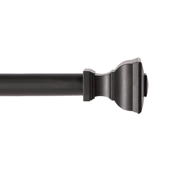 Kenney Mavis Standard Steel Decorative Window Curtain Rod, 28-48" Adjustable Length, 5/8" Dia., Matte Black