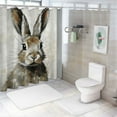 thumbnail image 6 of COMIO Shower Curtain Rabbit Newspaper Collage Grey Gold Multi-size White, 6 of 6