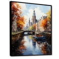thumbnail image 2 of Designart "Vibrant Waterways Beige Canal Spectrum I" Cityscapes Floater Framed Wall Art Print, 2 of 7